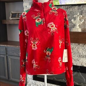 Festive Red Reindeer Women's pull over Sweater nwt size large (12-14)
